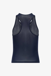 Navy Velvet Mesh Racerback Tank Top