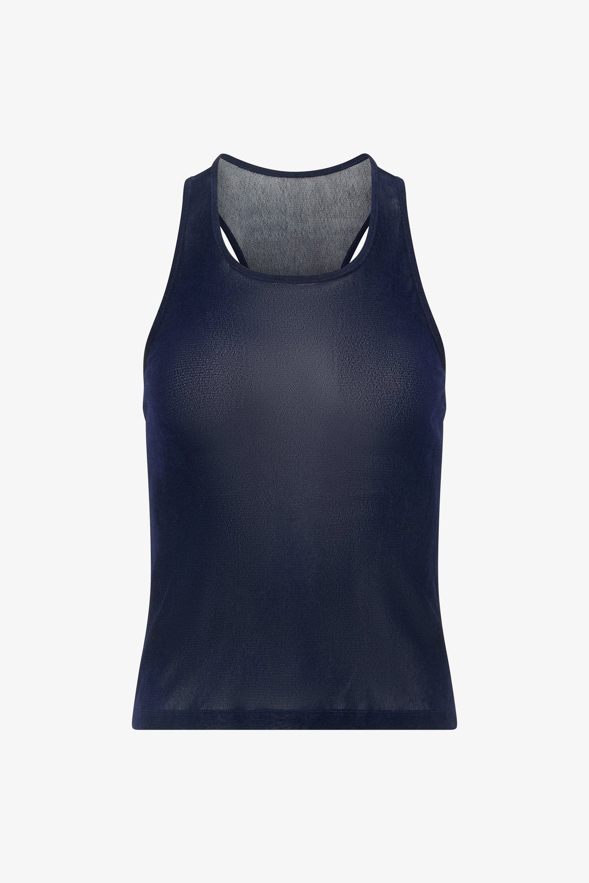 Navy Velvet Mesh Racerback Tank Top