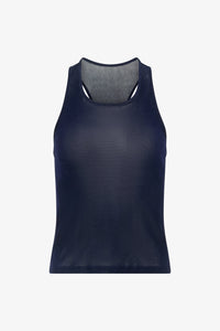 Navy Velvet Mesh Racerback Tank Top