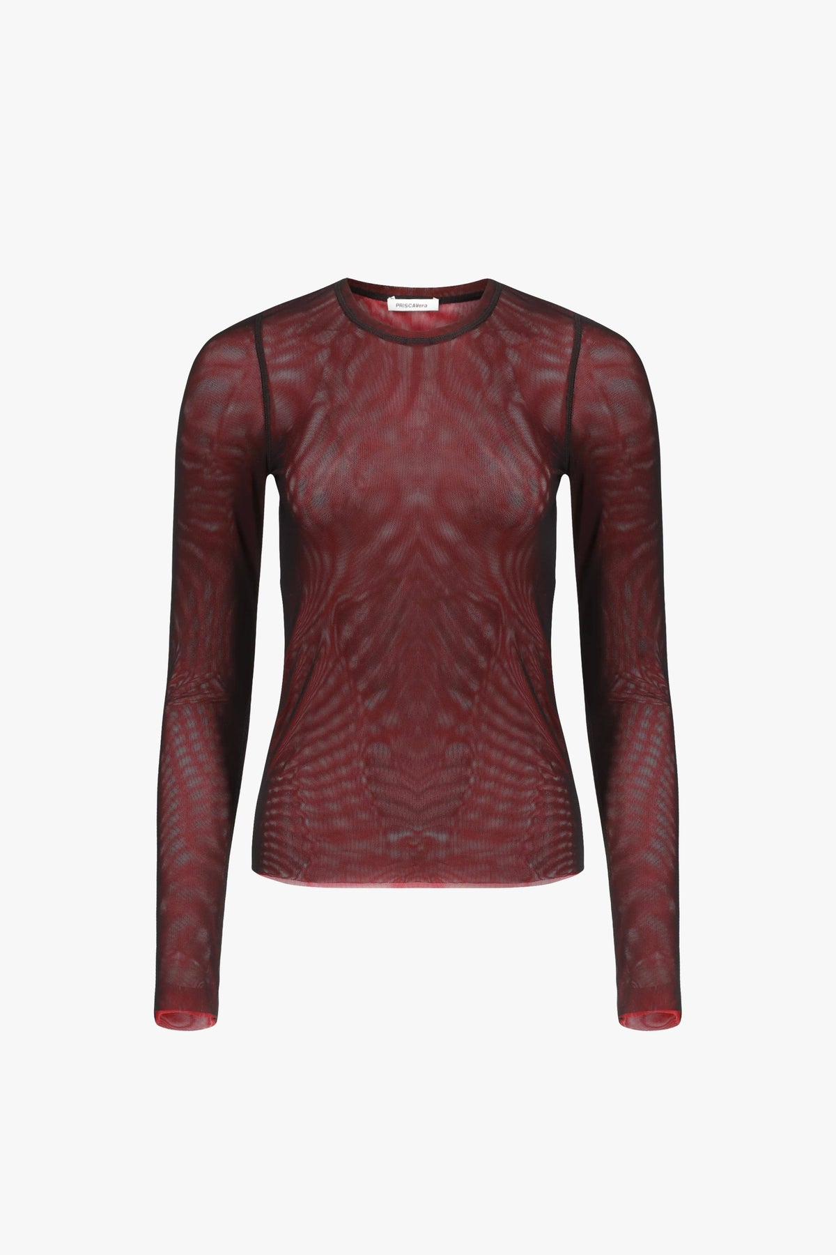 Black/Red Long Sleeve Mesh Top