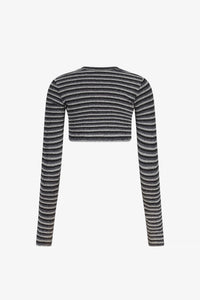 Metallic Stripes V-Neck Crop Top