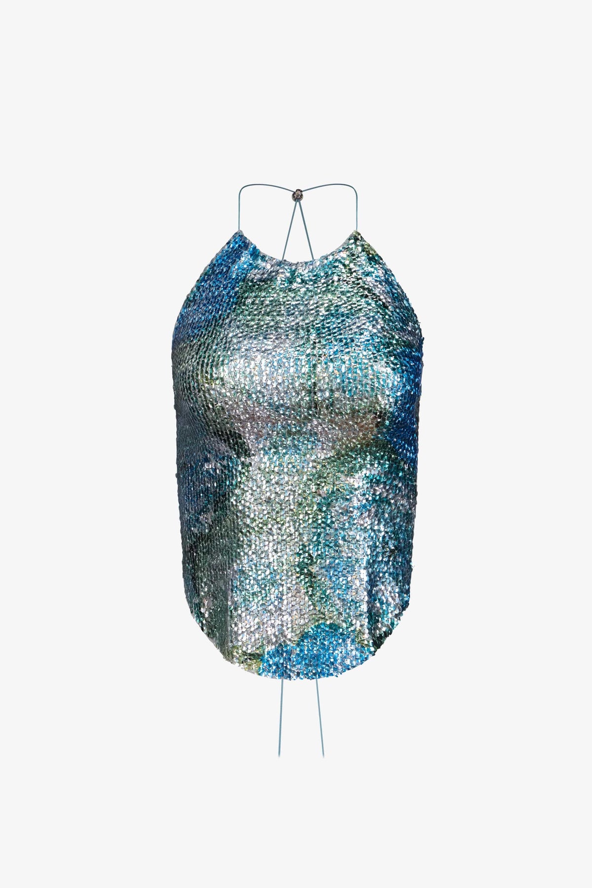 Silver Dew Sequin Halter Top