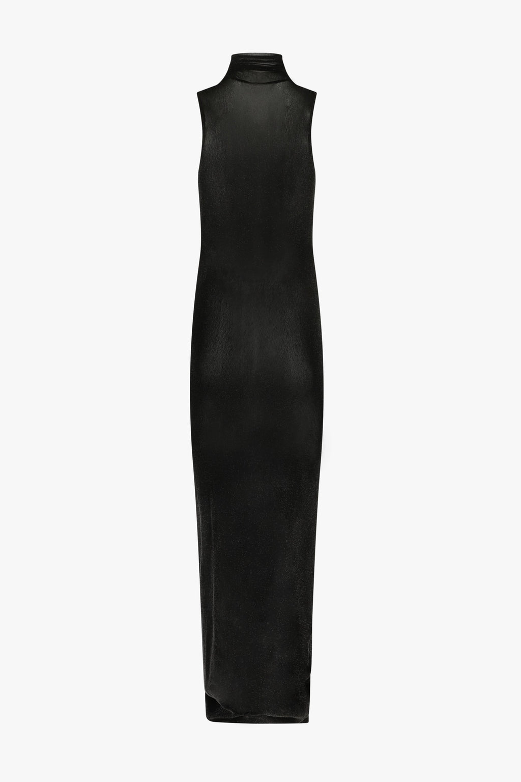 black turtleneck maxi dress Boucle Long Sleeve Sweater Model is wearing a size SmallModels Profile PRISCAVERA Obsidian Velvet Mesh Turtleneck