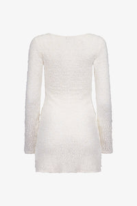 White Stretch Lace Knit Dress