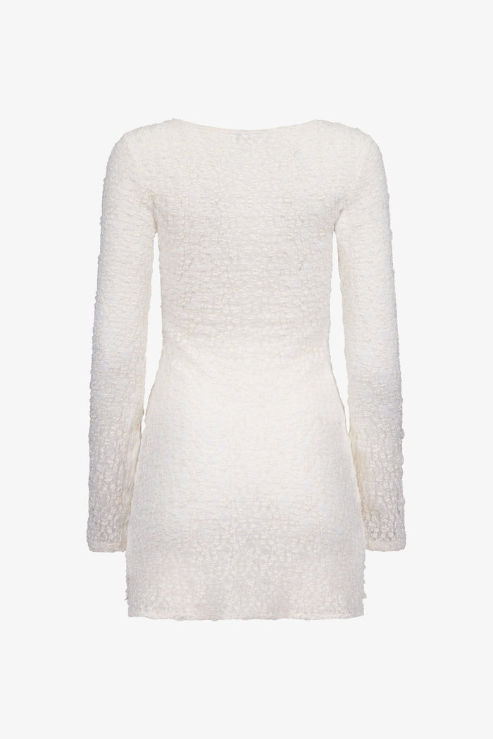 White Stretch Lace Knit Dress