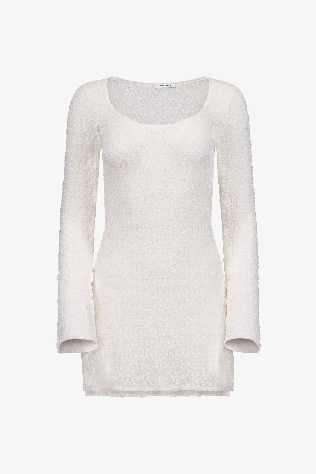White Stretch Lace Knit Dress