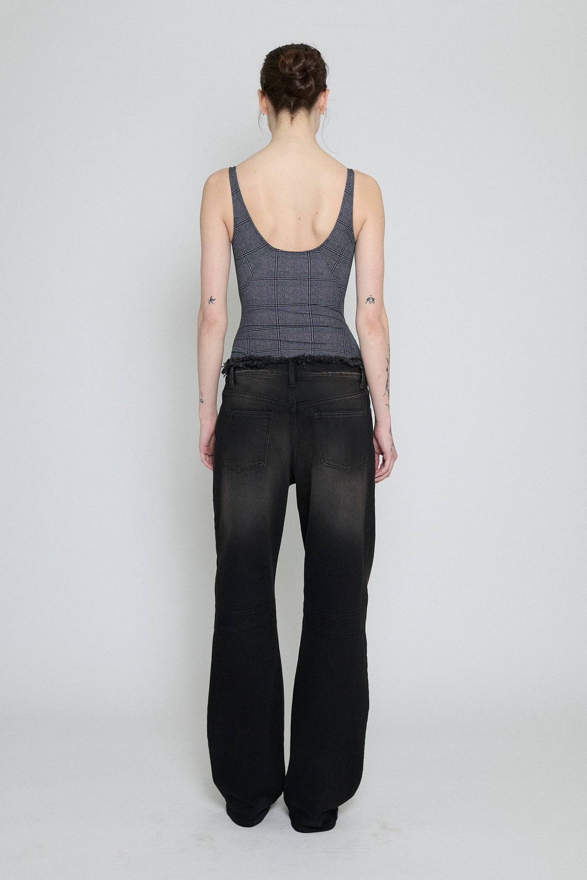 Black Brown Low Rise Frayed Jeans