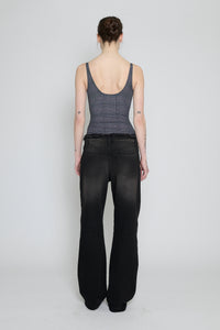 Black Brown Low Rise Frayed Jeans