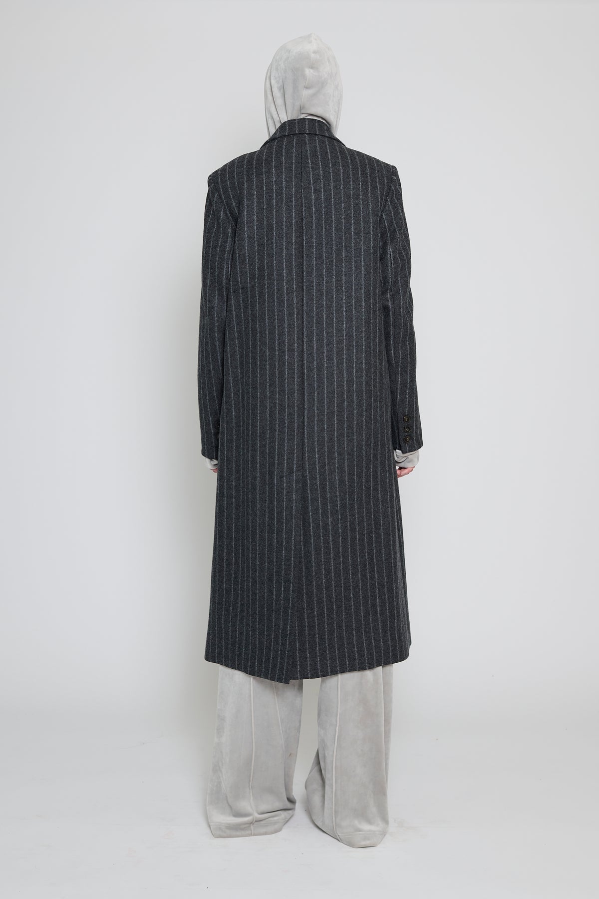 Chalk Pinstripe Oversized Tailored Coat