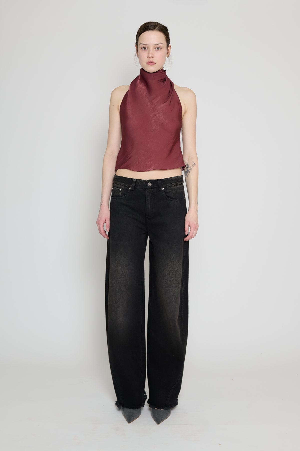 Wine Low Back Halter Top