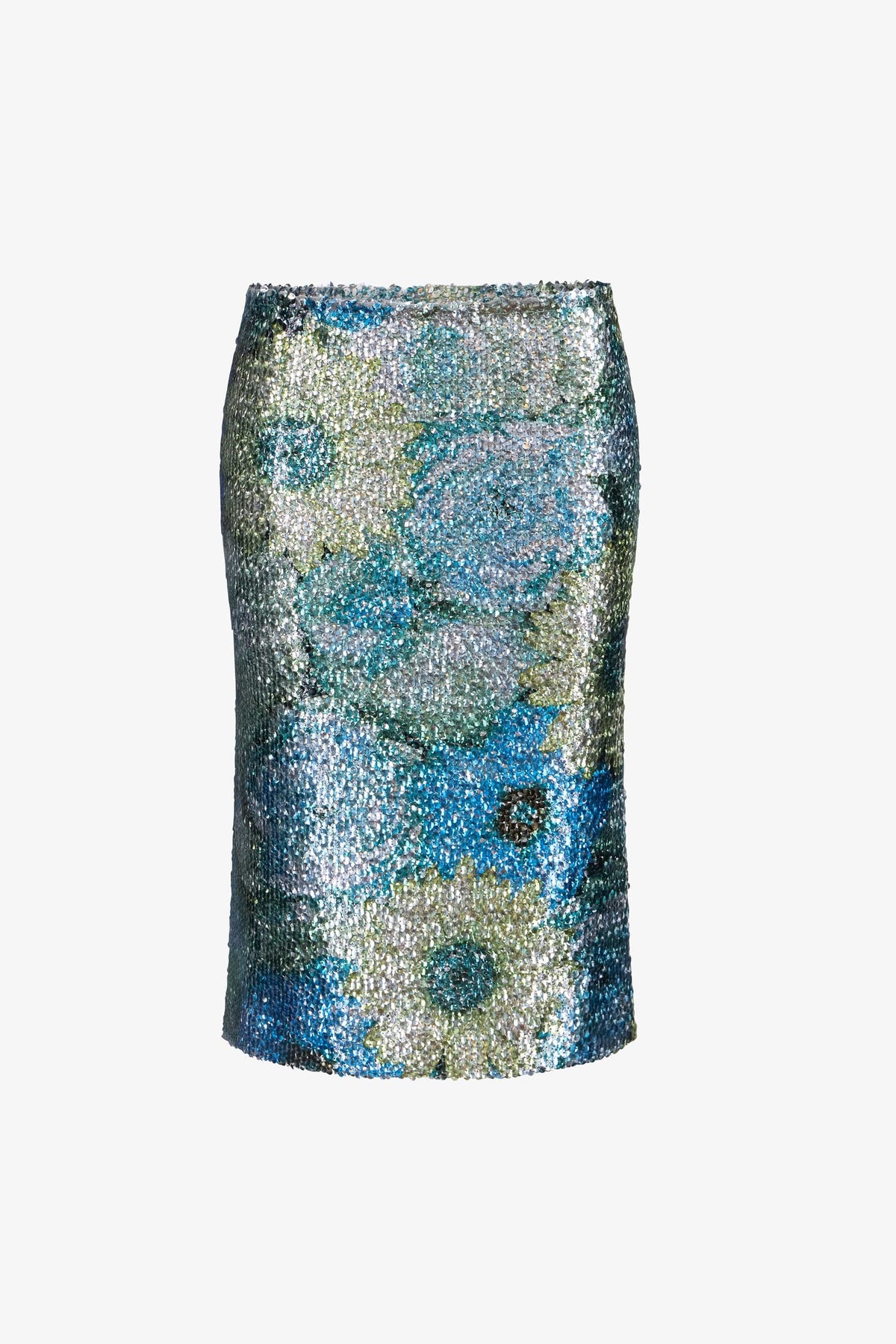 Silver Dew Sequin Midi Skirt
