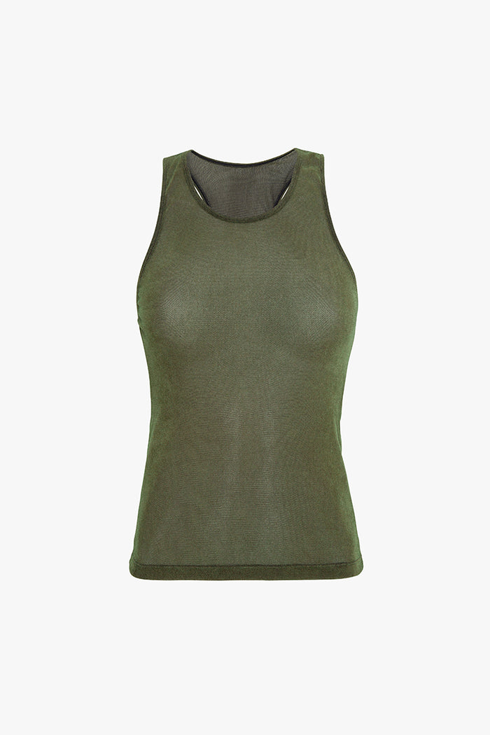 Moss Velvet Mesh Racerback Top