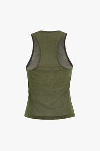 Moss Velvet Mesh Racerback Top