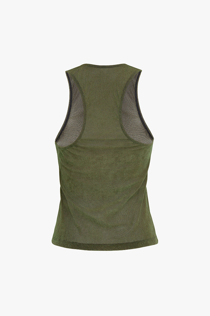 Moss Velvet Mesh Racerback Top