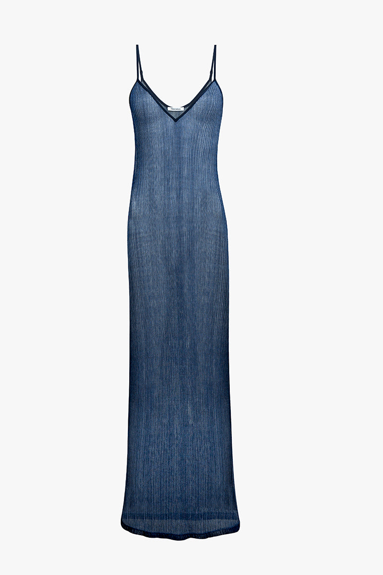 Midnight Blue Metallic Midi Dress – PRISCAVera
