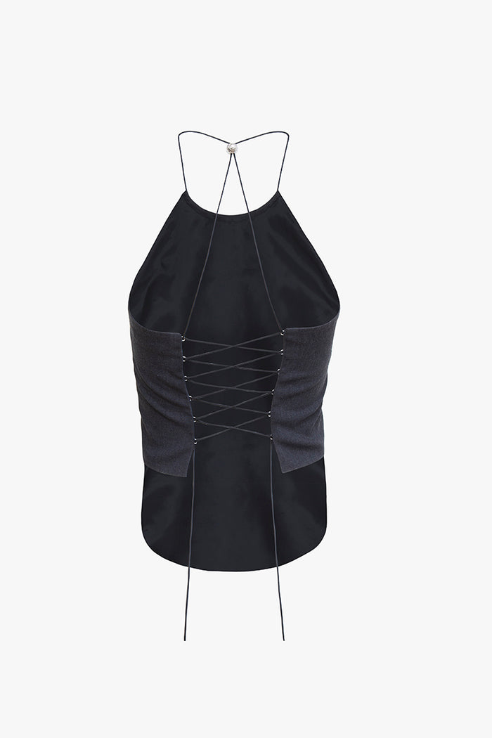 Carbone Lace Up Halter Top