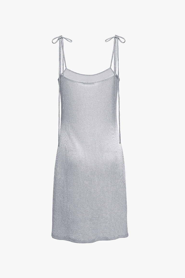 Silver Cami Tie Mini Dress PRISCAVera Silver Cami Tie Mini Dress PRISCAVera