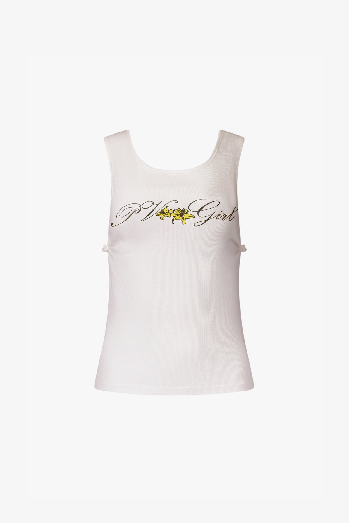 White PV Girl Knot Tank Top