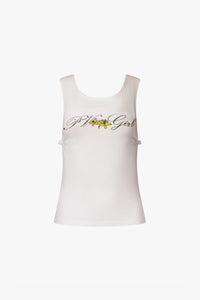 White PV Girl Knot Tank Top