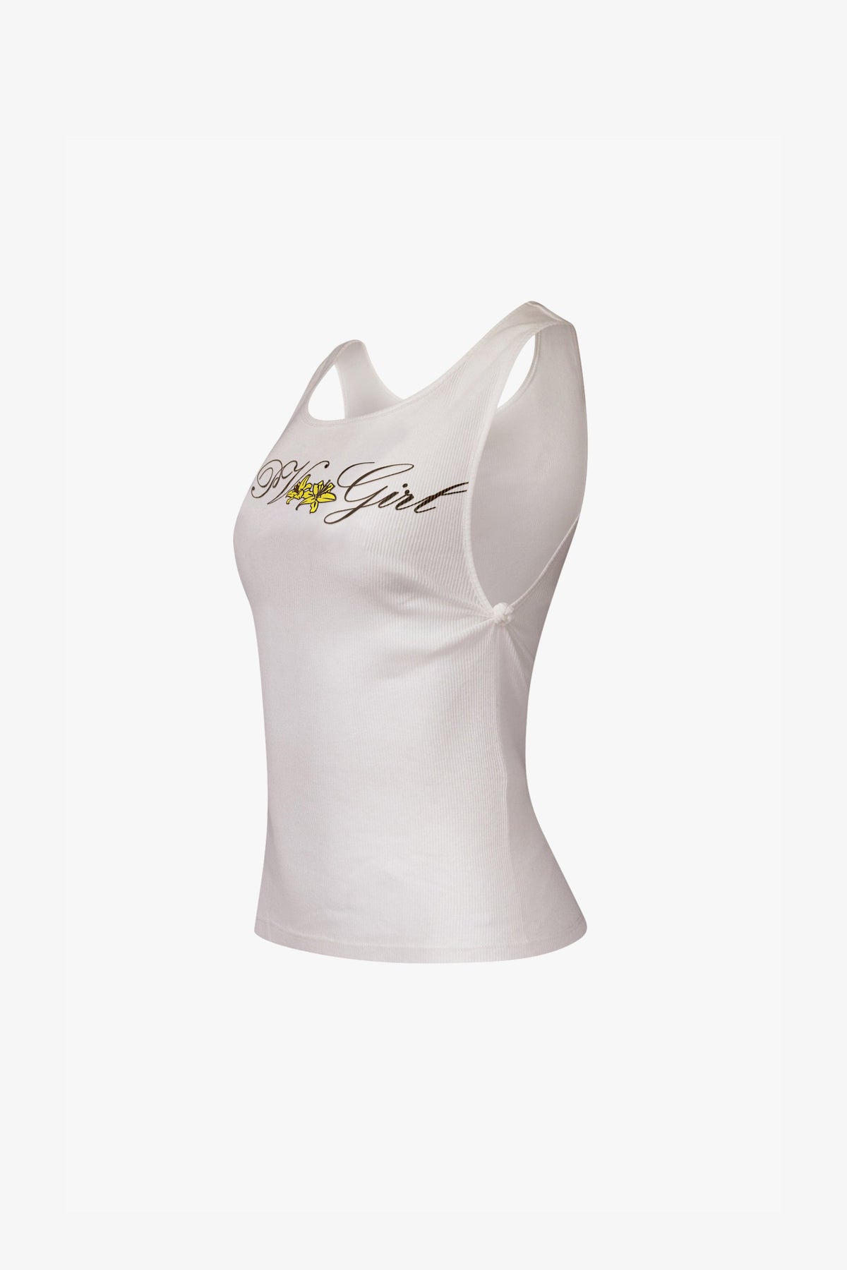 White PV Girl Knot Tank Top