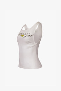 White PV Girl Knot Tank Top