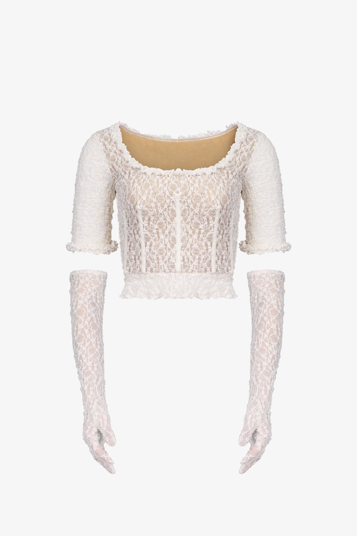 White Stretch Lace Corset Top