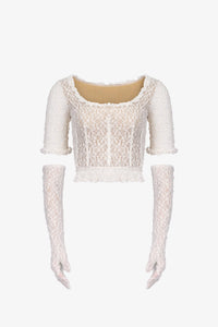 White Stretch Lace Corset Top