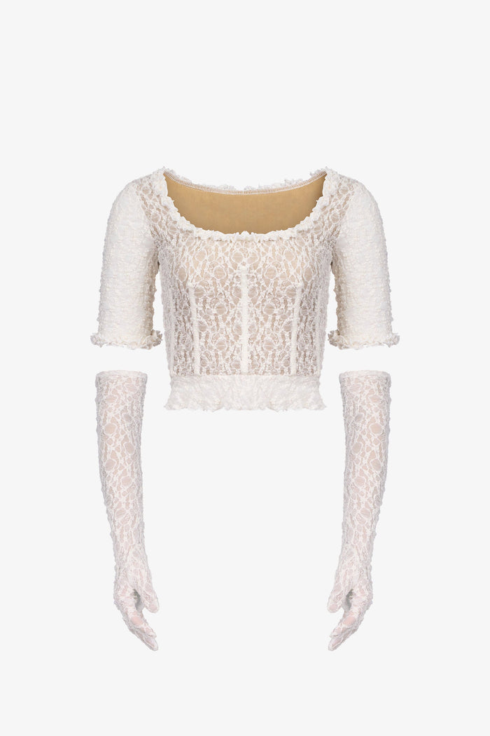 White Stretch Lace Corset Top