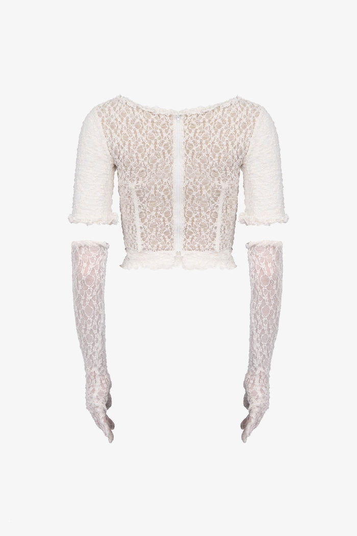 White Stretch Lace Corset Top