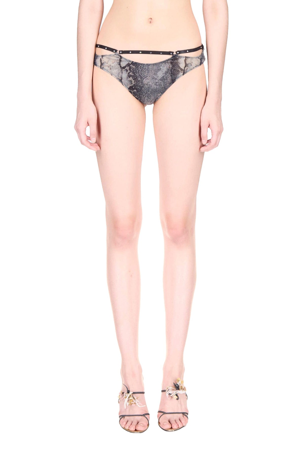 Snake Mesh Crystal Thong