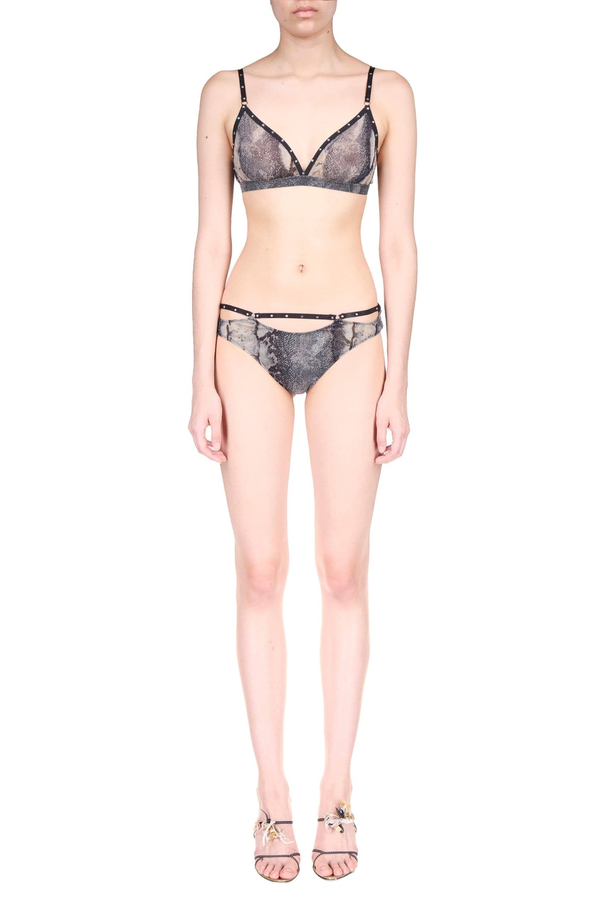 Snake Mesh Crystal Thong