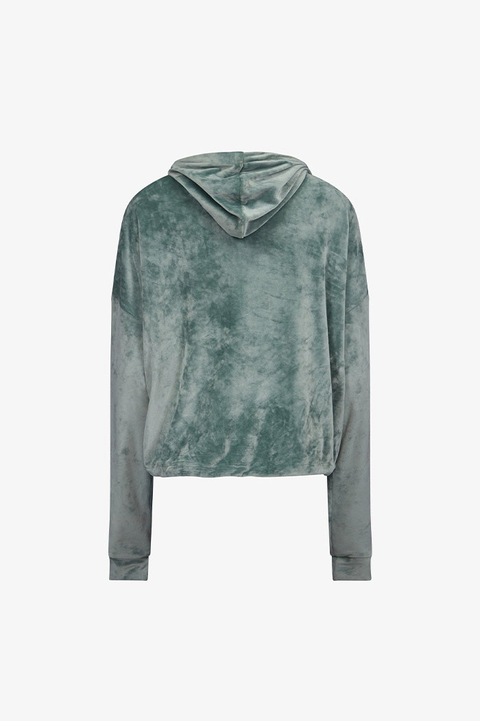 Dark Jade Velour Hoodie