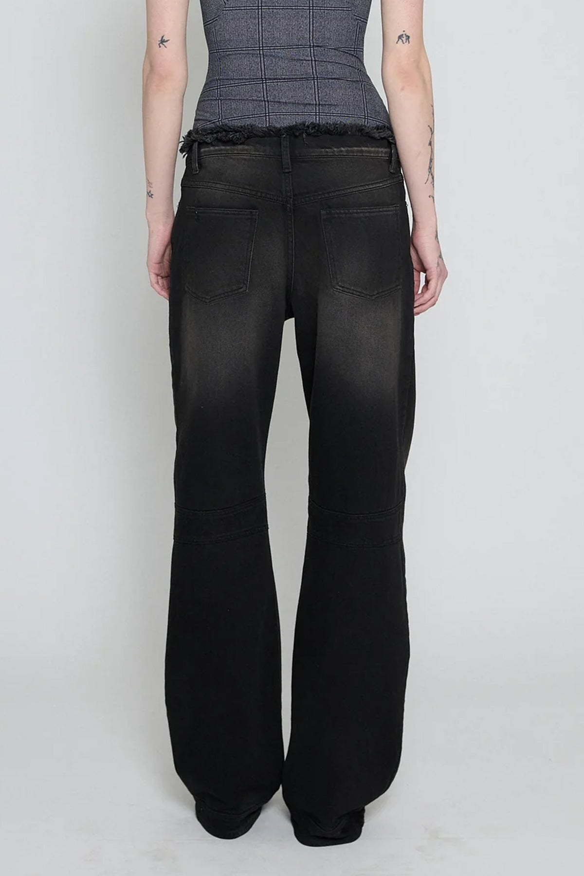 Black Brown Low Rise Frayed Jeans