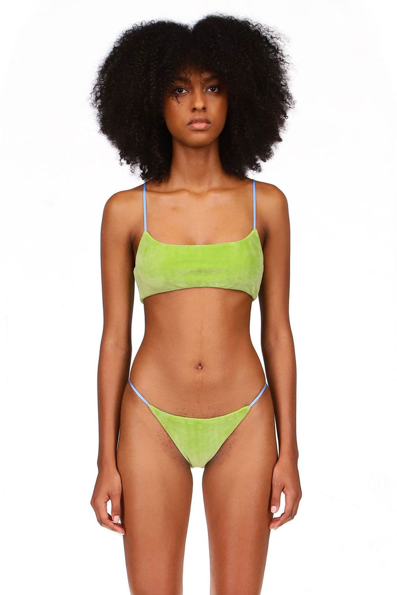 Wasabi Green Velour Scoop Bikini Top