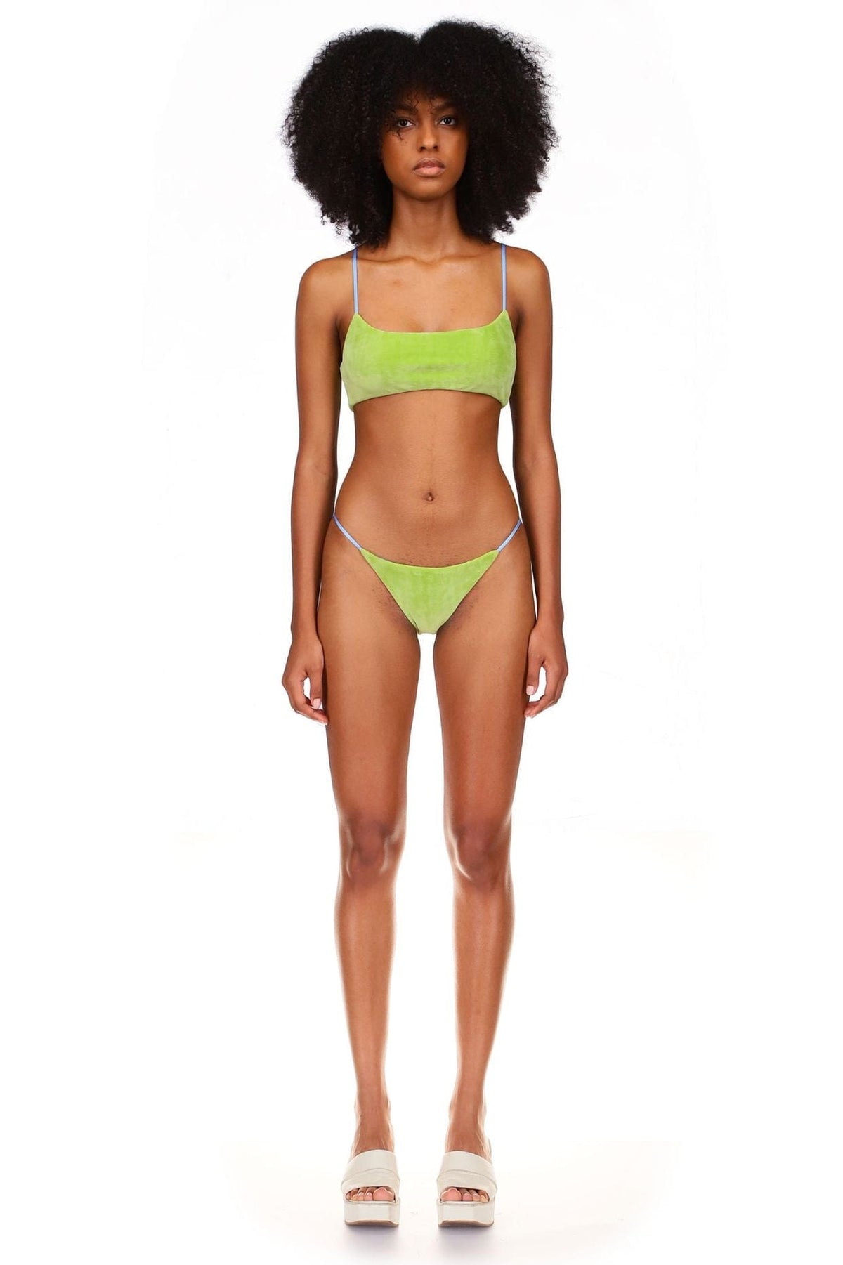 Wasabi Green Velour Scoop Bikini Top