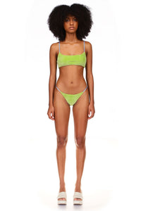 Wasabi Green Velour Scoop Bikini Top