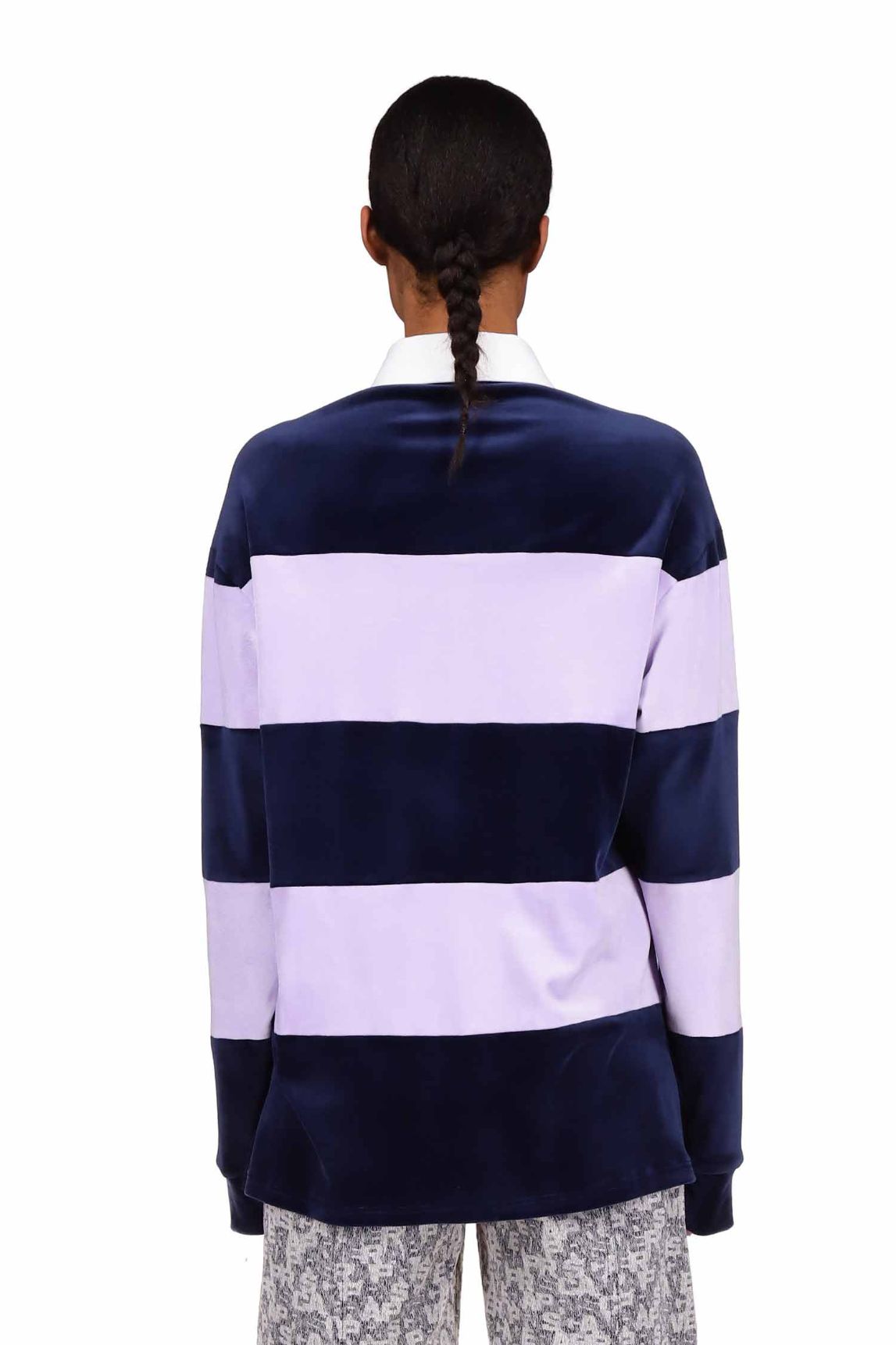 Lilac Navy Stripes Velour Rugby Shirt