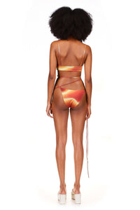 Thunderstorm Printed Bikini Bottom Long Straps