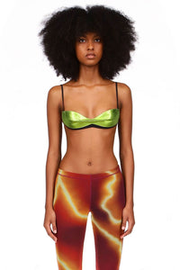 Wasabi Green Metallic Leather Bra Top
