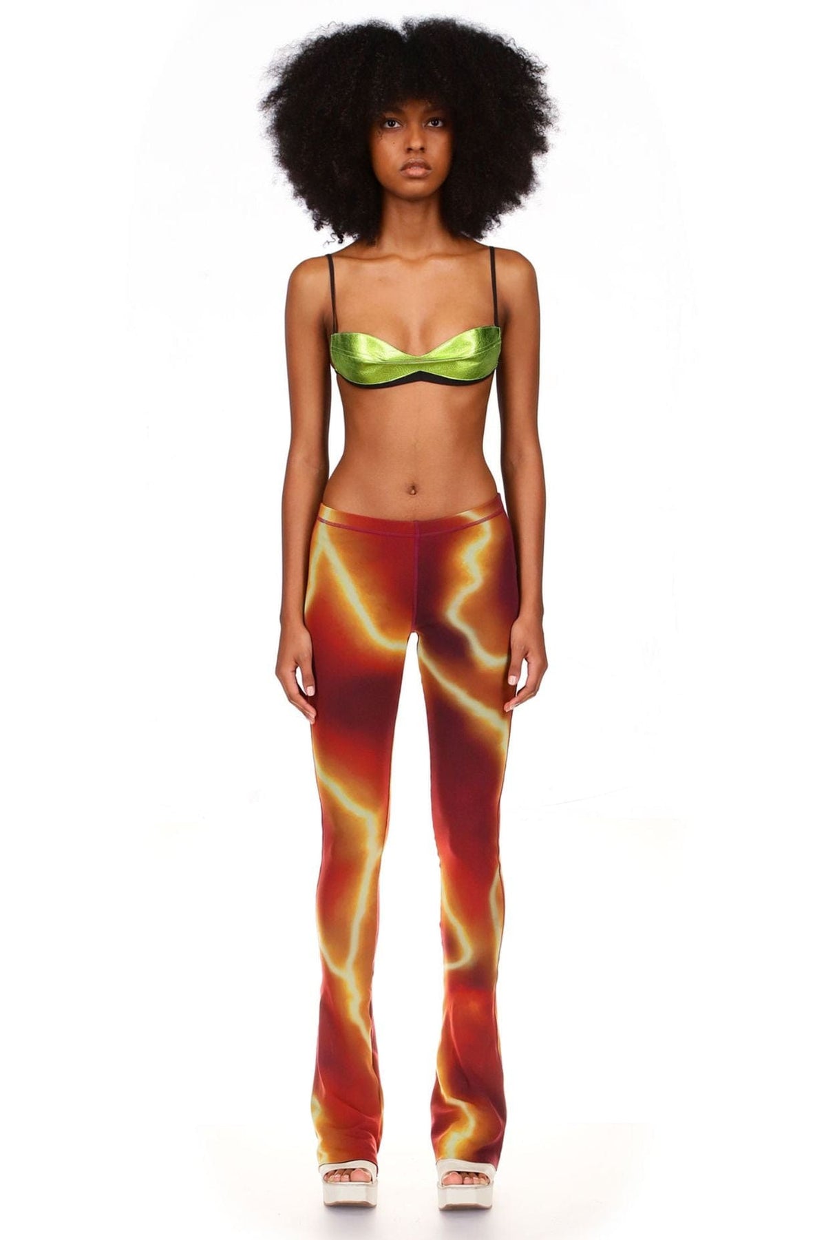 Wasabi Green Metallic Leather Bra Top