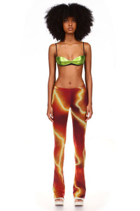 Wasabi Green Metallic Leather Bra Top