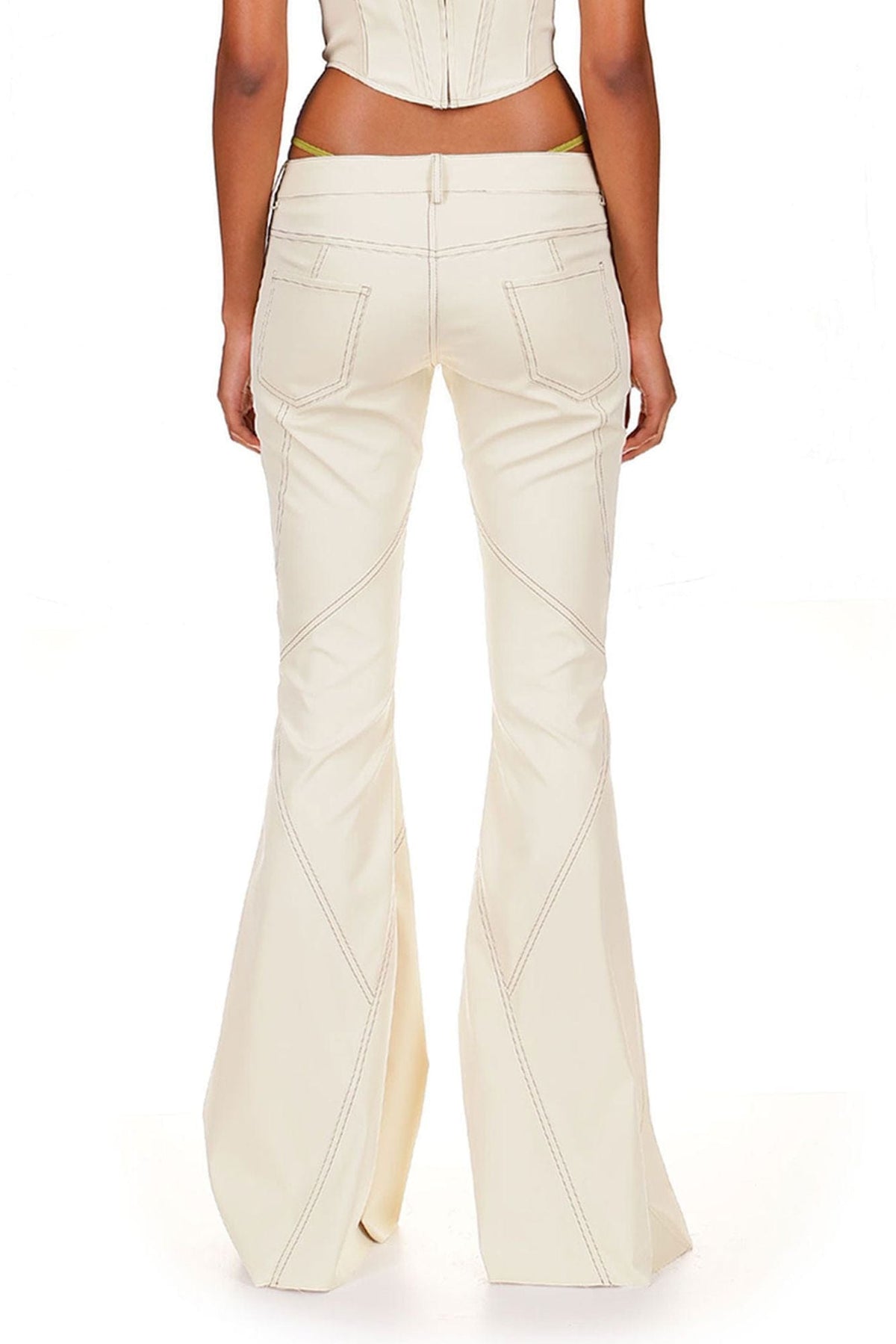 Sesame White Lace Up Flared Pants