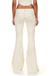 Sesame White Lace Up Flared Pants