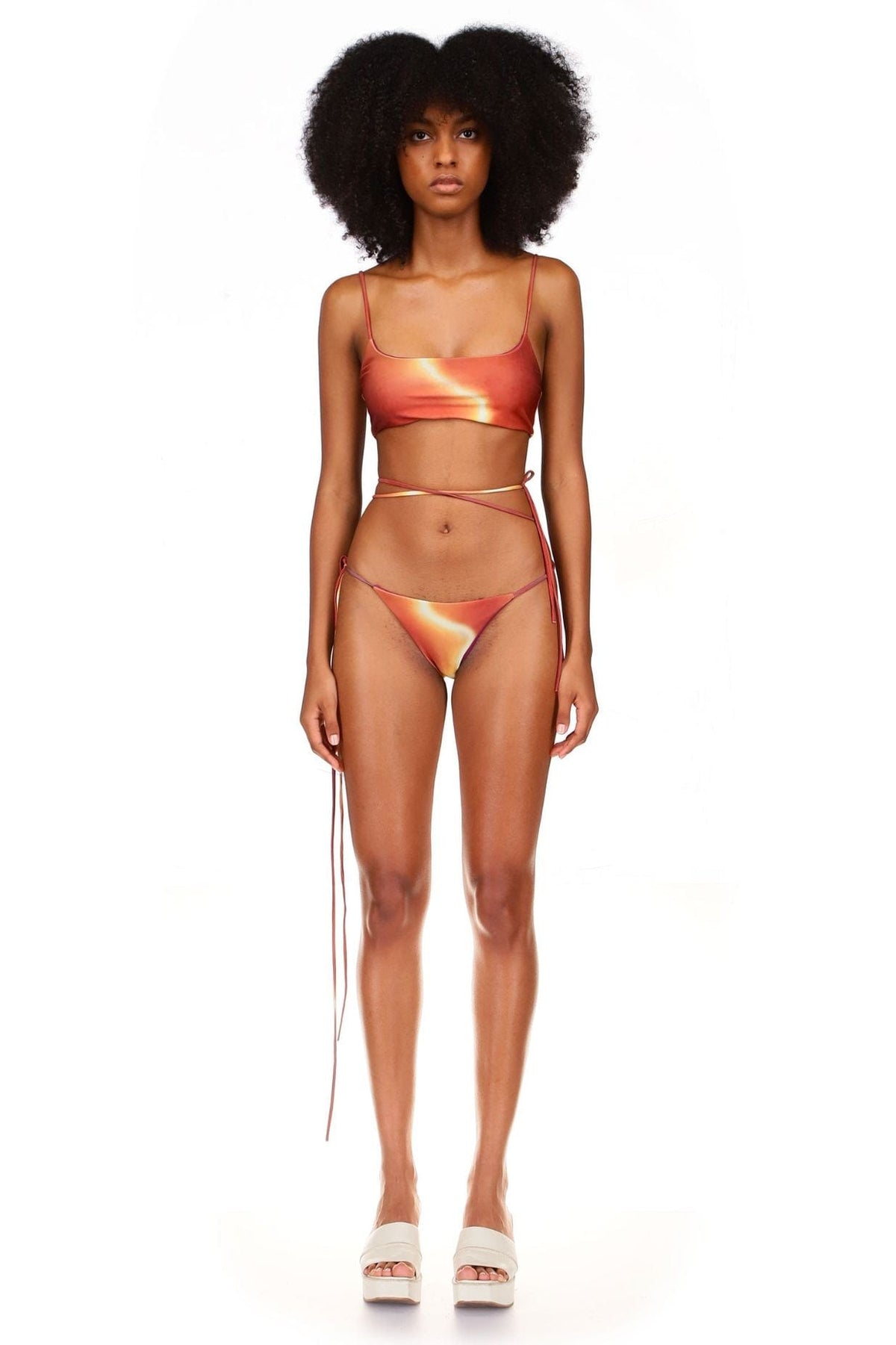 Thunderstorm Printed Bikini Bottom Long Straps