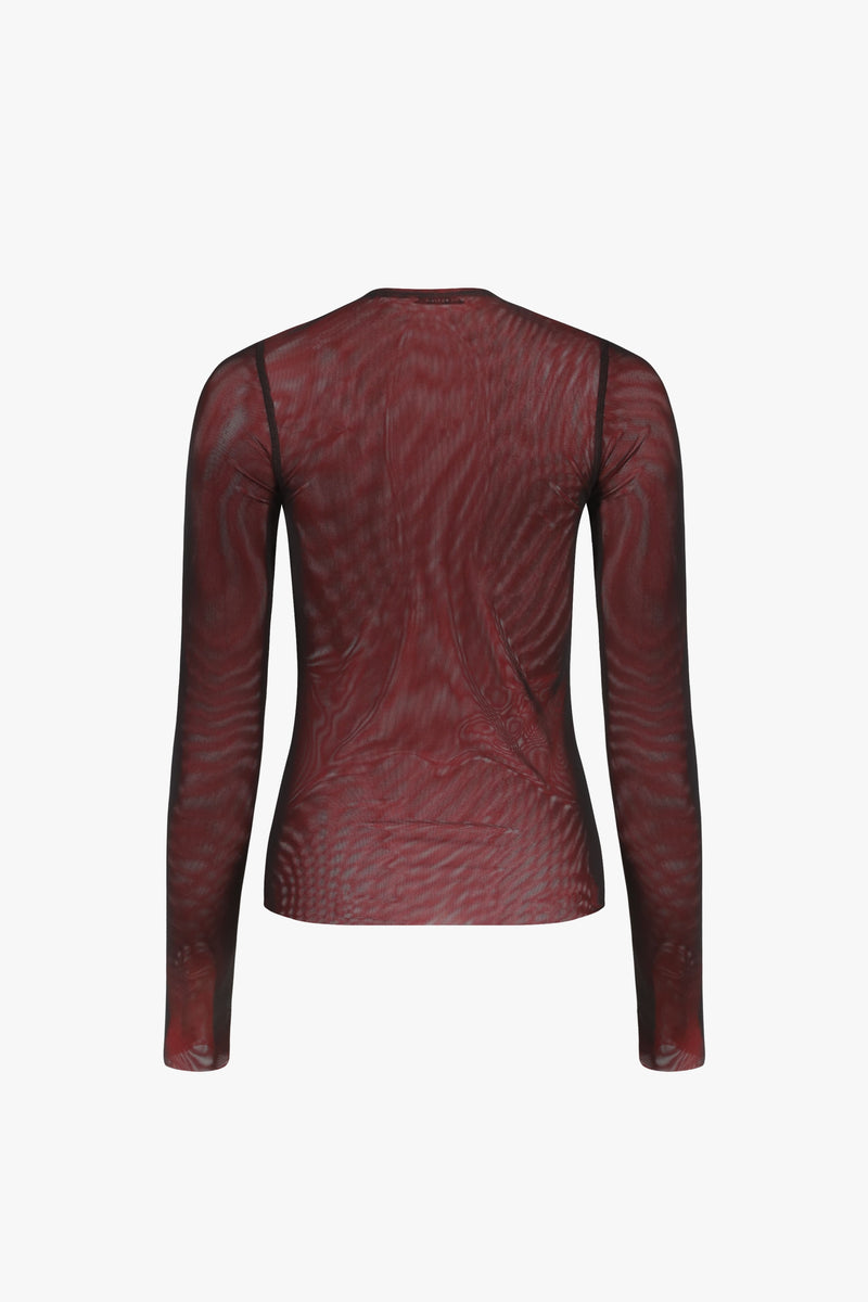 Black/Red Long Sleeve Mesh Top