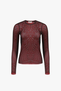 Black/Red Long Sleeve Mesh Top