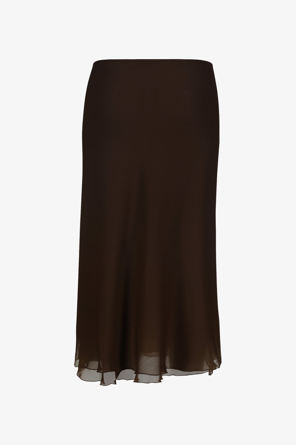 Chocolate High Slit Ruffle Skirt