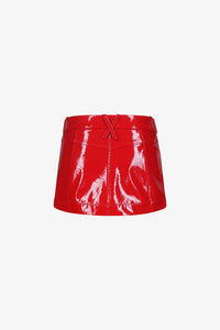 Scarlet Patent Leather A-Line Mini Skirt