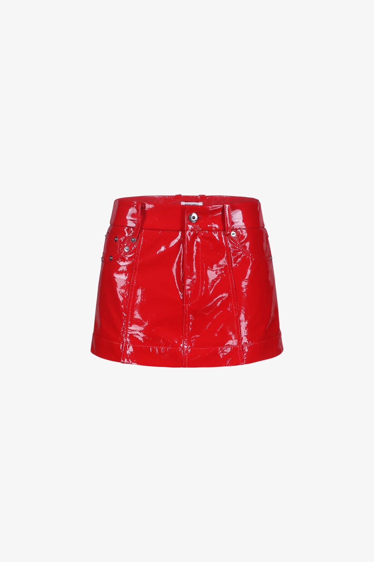 Scarlet Patent Leather A-Line Mini Skirt