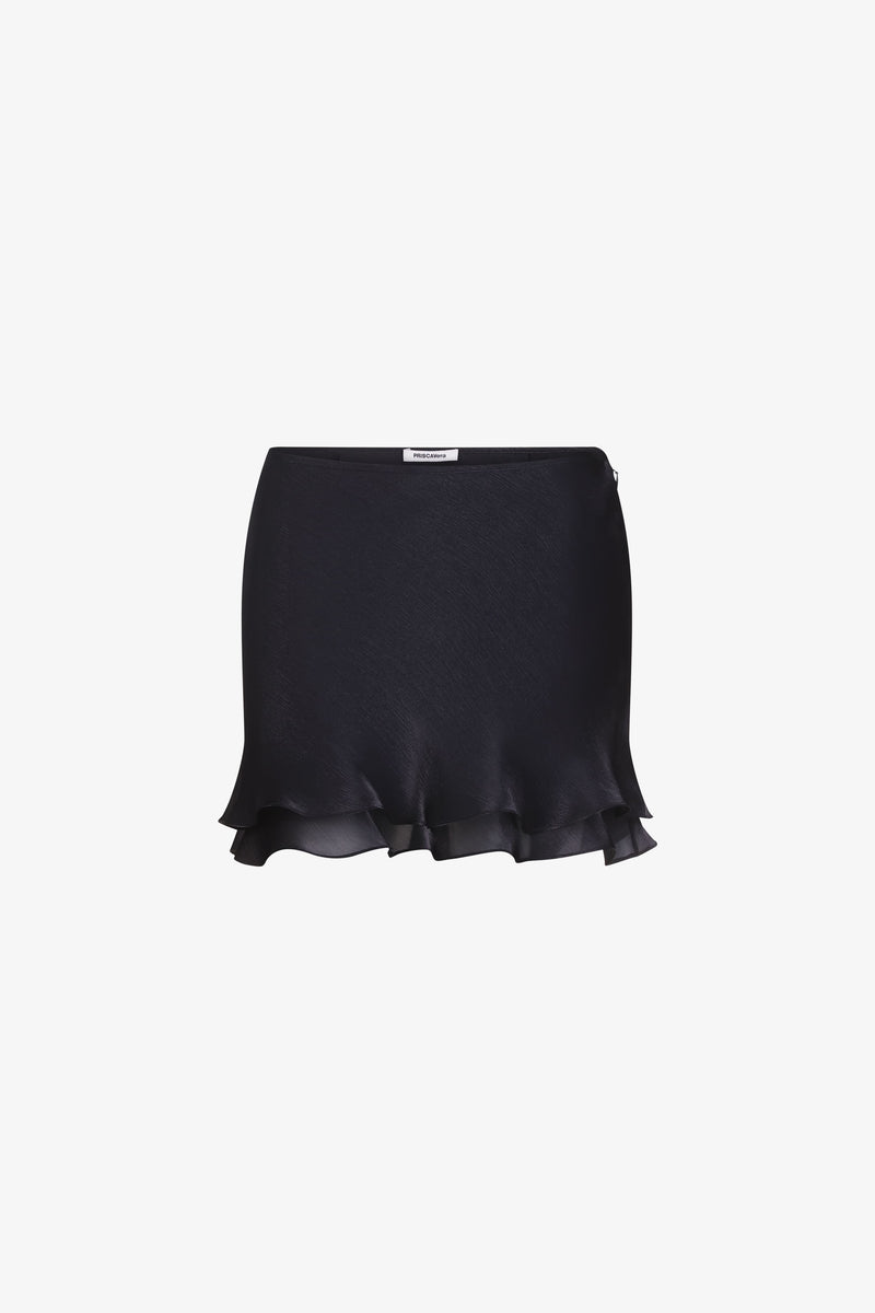 Black Double Layer Mini Skirt